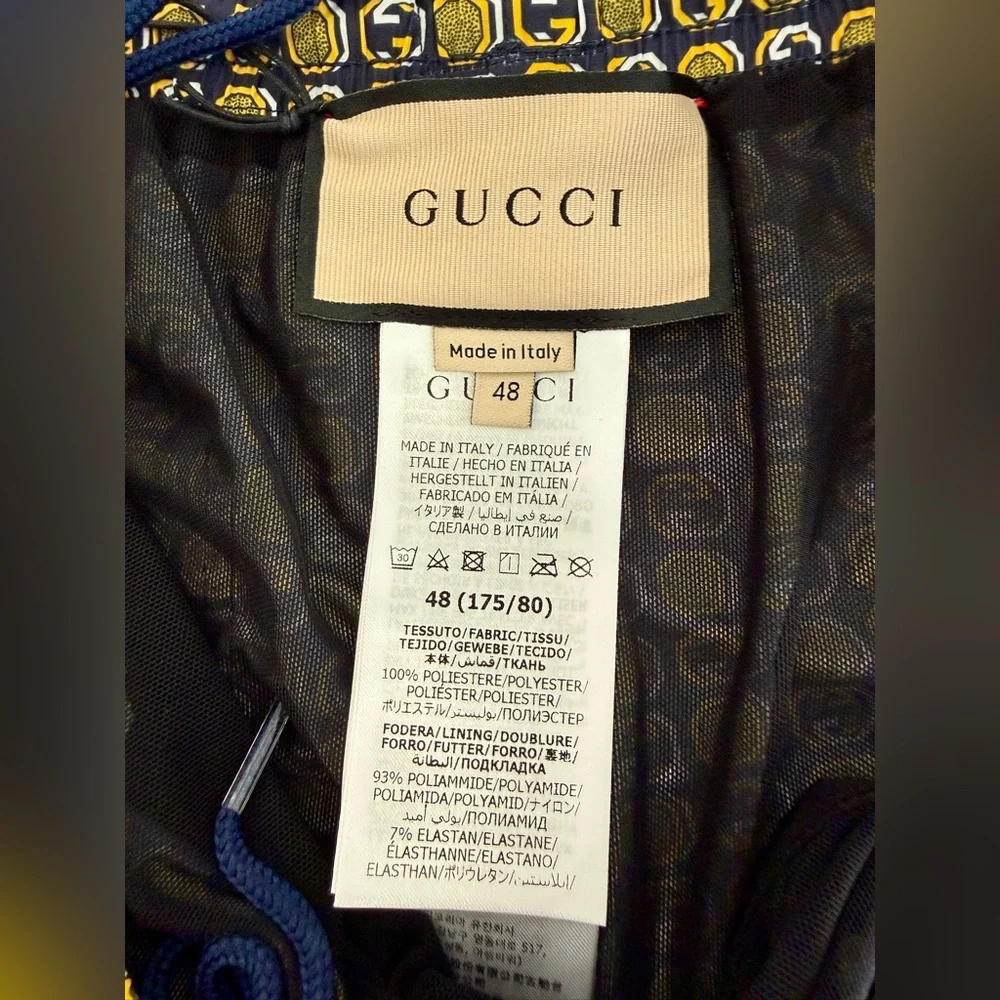 Gucci Men’s Interlocking G Print Swim Trunks